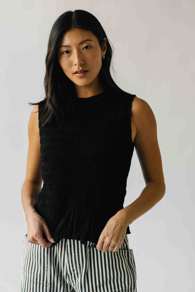 The Tate Smocked Tank in Black