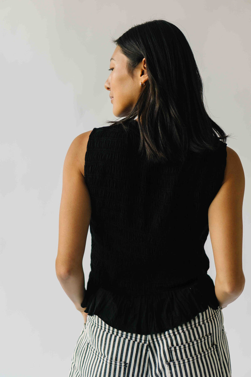 The Tate Smocked Tank in Black