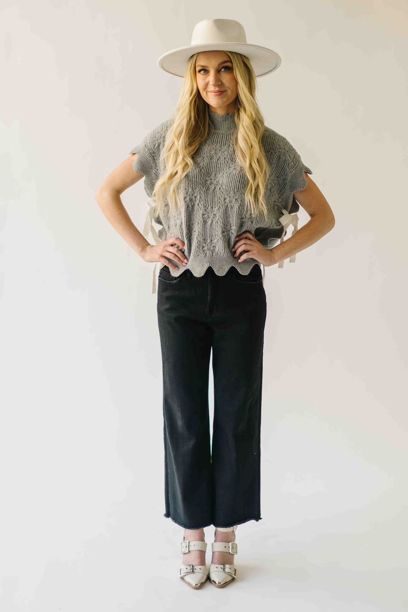 The Abbie Scallop Edge Sweater Vest in Grey