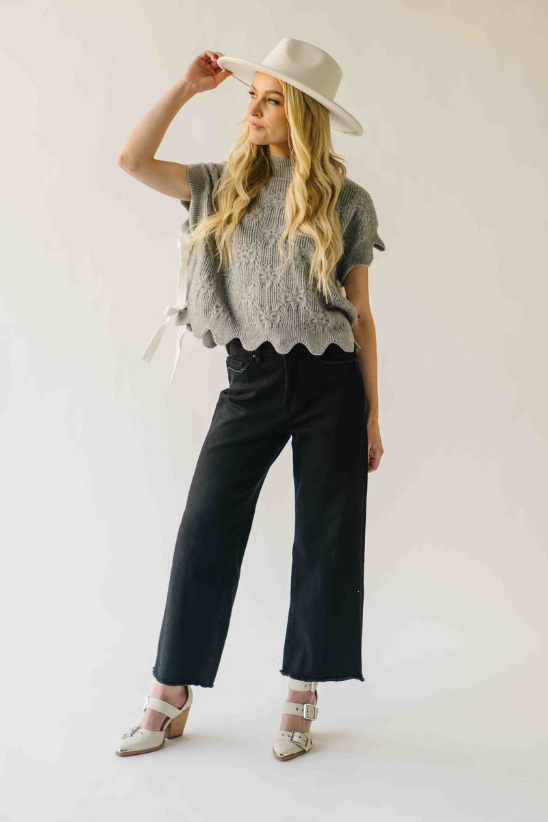 The Abbie Scallop Edge Sweater Vest in Grey
