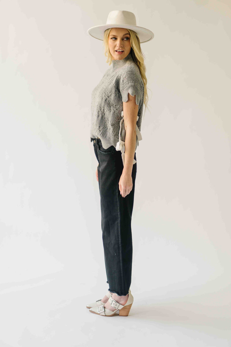 The Abbie Scallop Edge Sweater Vest in Grey