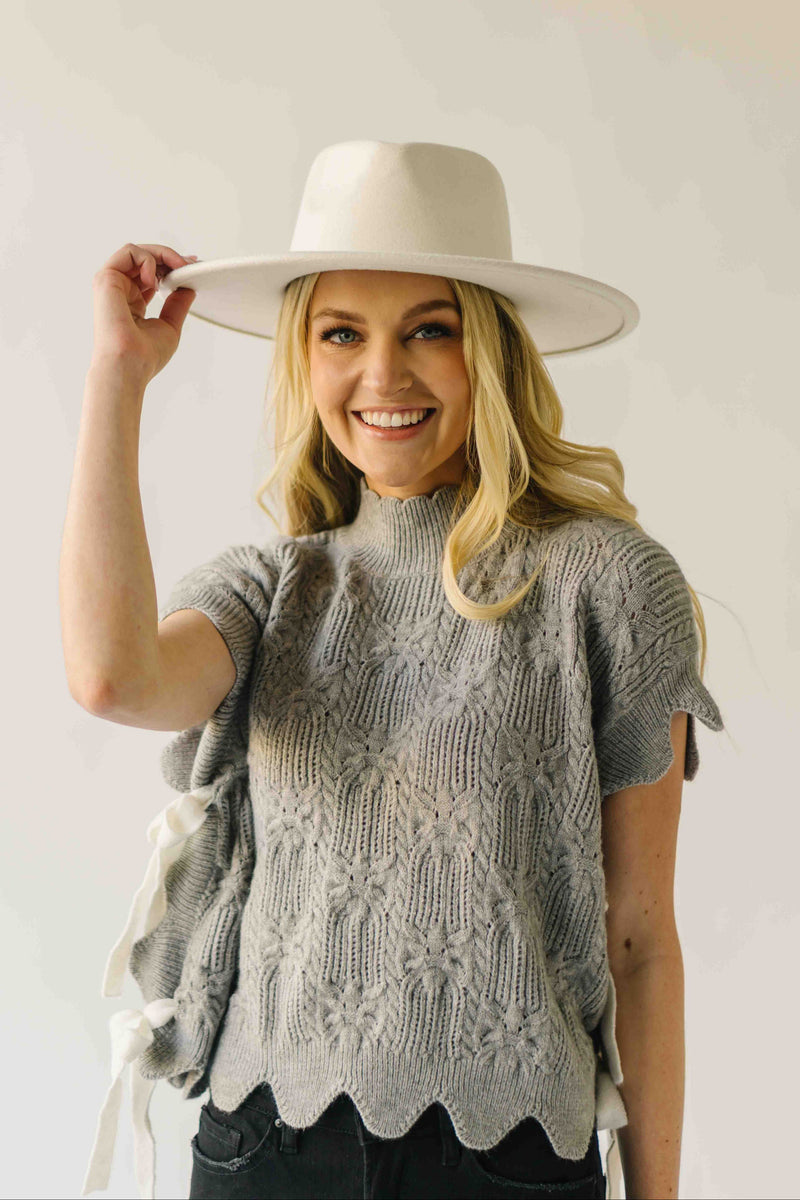 The Abbie Scallop Edge Sweater Vest in Grey
