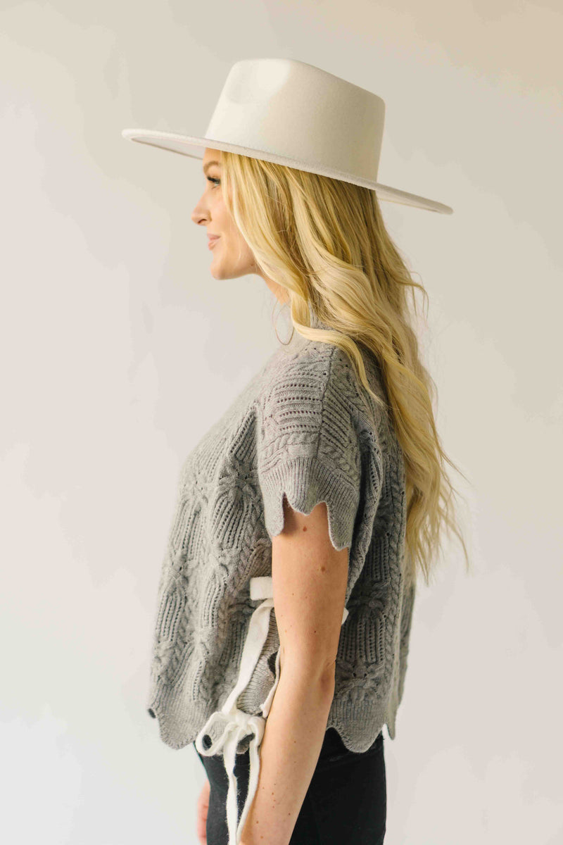 The Abbie Scallop Edge Sweater Vest in Grey