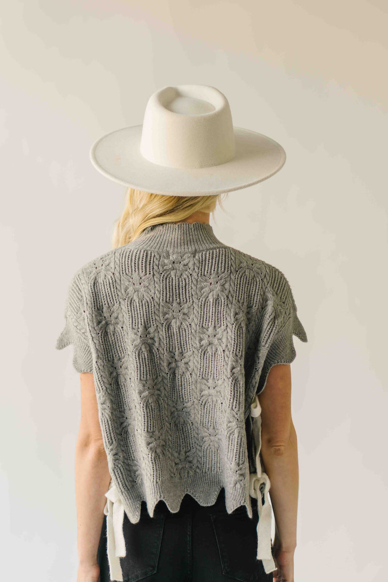 The Abbie Scallop Edge Sweater Vest in Grey