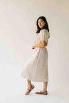 The Jericka Smocked Midi Dress in Oatmeal Stripe
