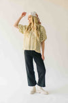 The Cindy Striped Balloon Sleeve Blouse in Olive