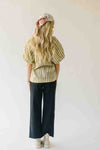 The Cindy Striped Balloon Sleeve Blouse in Olive