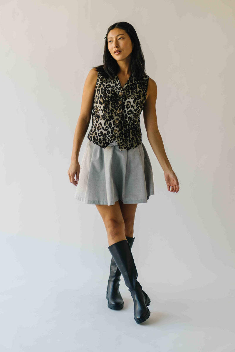 The Maygen Button-Up Vest in Leopard