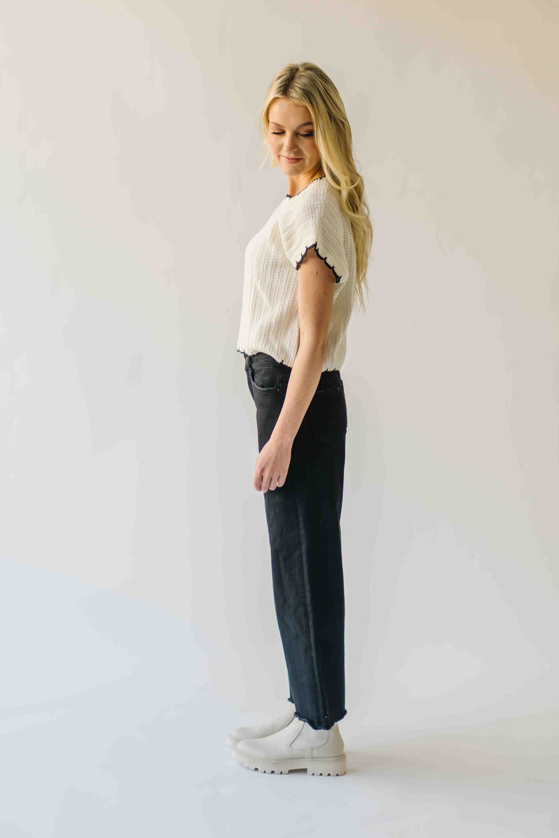The Mally Wide Leg Crop Jean in Black