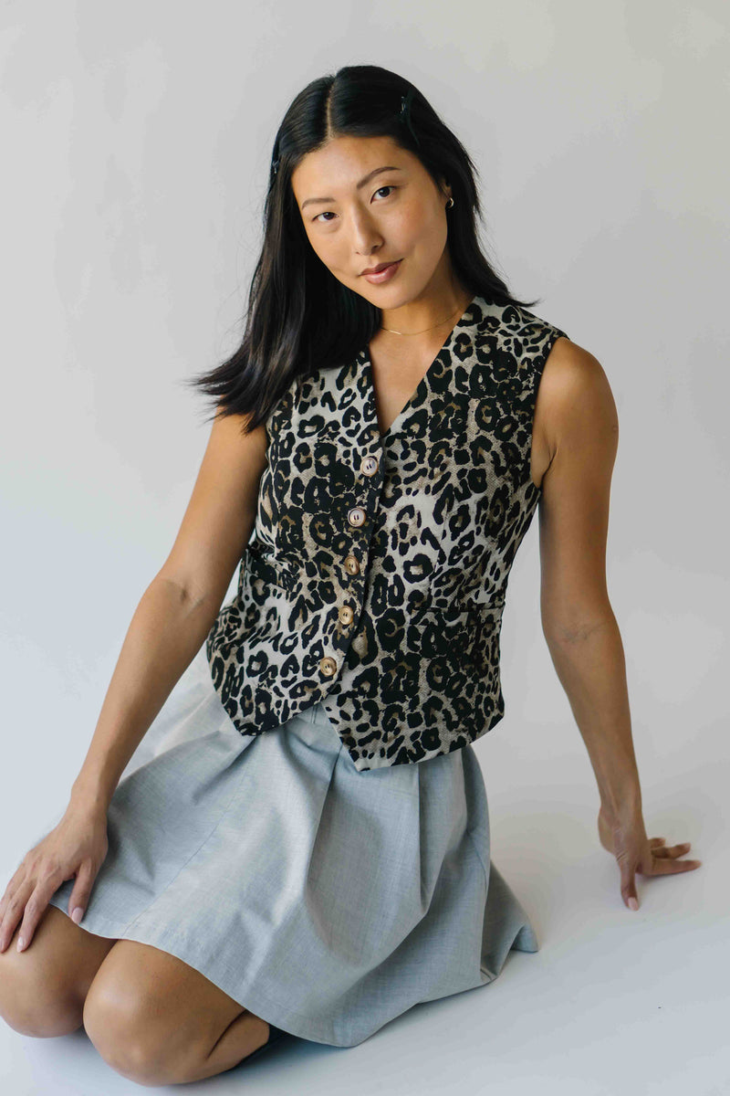The Maygen Button-Up Vest in Leopard