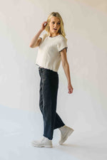 The Shelly Scallop Edge Sweater in Ivory + Black