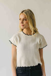 The Shelly Scallop Edge Sweater in Ivory + Black