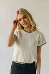 The Shelly Scallop Edge Sweater in Ivory + Black