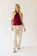 The Tate Smocked Tank in Burgundy