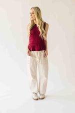 The Tate Smocked Tank in Burgundy