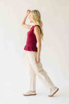 The Tate Smocked Tank in Burgundy