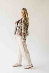 The Macey Floral Button-Up Jacquard Jacket in Stone