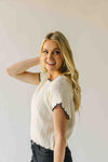 The Shelly Scallop Edge Sweater in Ivory + Black