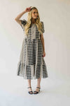 The Bosworth Contrast Gingham Midi Dress in Black + Ivory