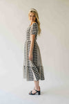 The Bosworth Contrast Gingham Midi Dress in Black + Ivory