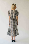 The Bosworth Contrast Gingham Midi Dress in Black + Ivory