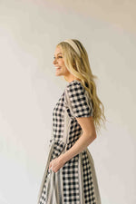The Bosworth Contrast Gingham Midi Dress in Black + Ivory