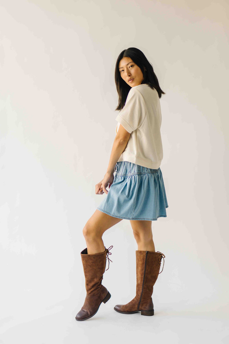 The Adina Flare Skort in Light Denim