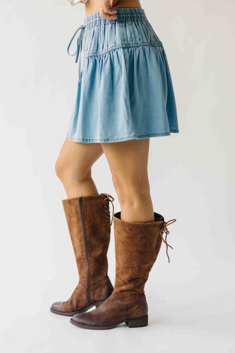 The Adina Flare Skort in Light Denim