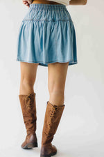 The Adina Flare Skort in Light Denim