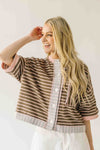 The Kinston Striped Cardigan in Mocha + Blush