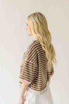The Kinston Striped Cardigan in Mocha + Blush
