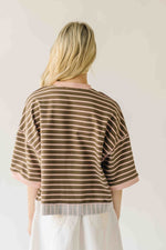 The Kinston Striped Cardigan in Mocha + Blush