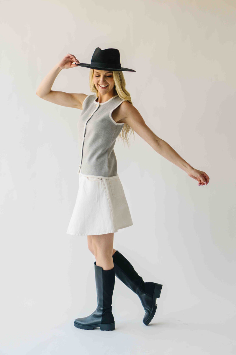 The Georgina Button-Up Sweater Vest in Heather Grey