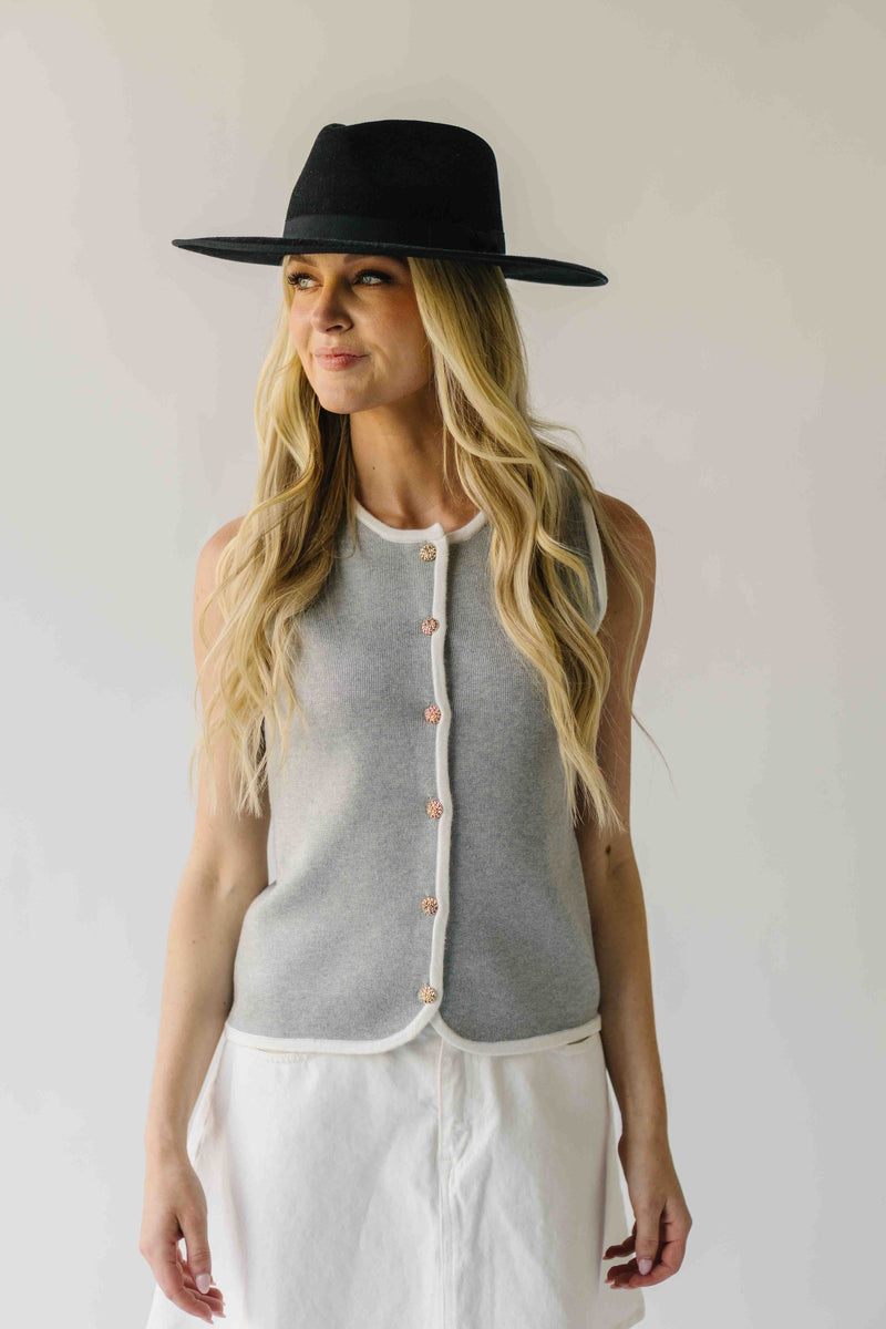 The Georgina Button-Up Sweater Vest in Heather Grey