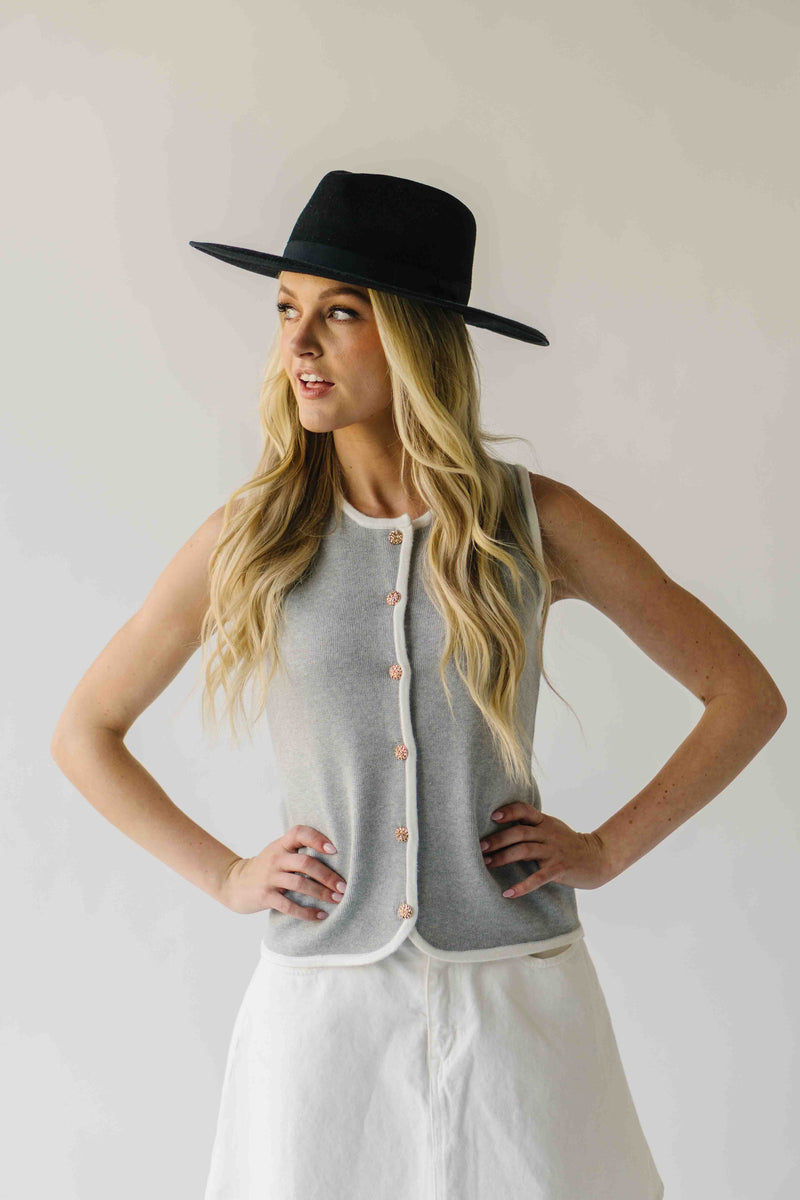 The Georgina Button-Up Sweater Vest in Heather Grey
