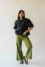 The Vail Scallop Detail Wide Leg Pant in Olive