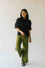 The Vail Scallop Detail Wide Leg Pant in Olive