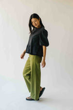 The Vail Scallop Detail Wide Leg Pant in Olive