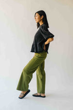 The Vail Scallop Detail Wide Leg Pant in Olive