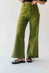 The Vail Scallop Detail Wide Leg Pant in Olive