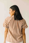 The Cindy Striped Balloon Sleeve Blouse in Caramel