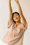 The Cindy Striped Balloon Sleeve Blouse in Caramel
