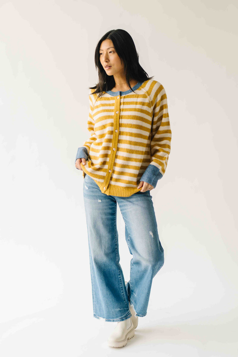 The Richardson Cardigan in Mustard Stripe