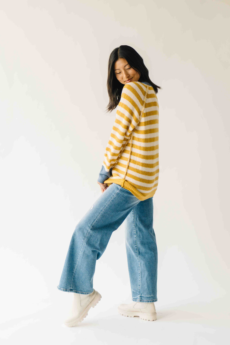 The Richardson Cardigan in Mustard Stripe