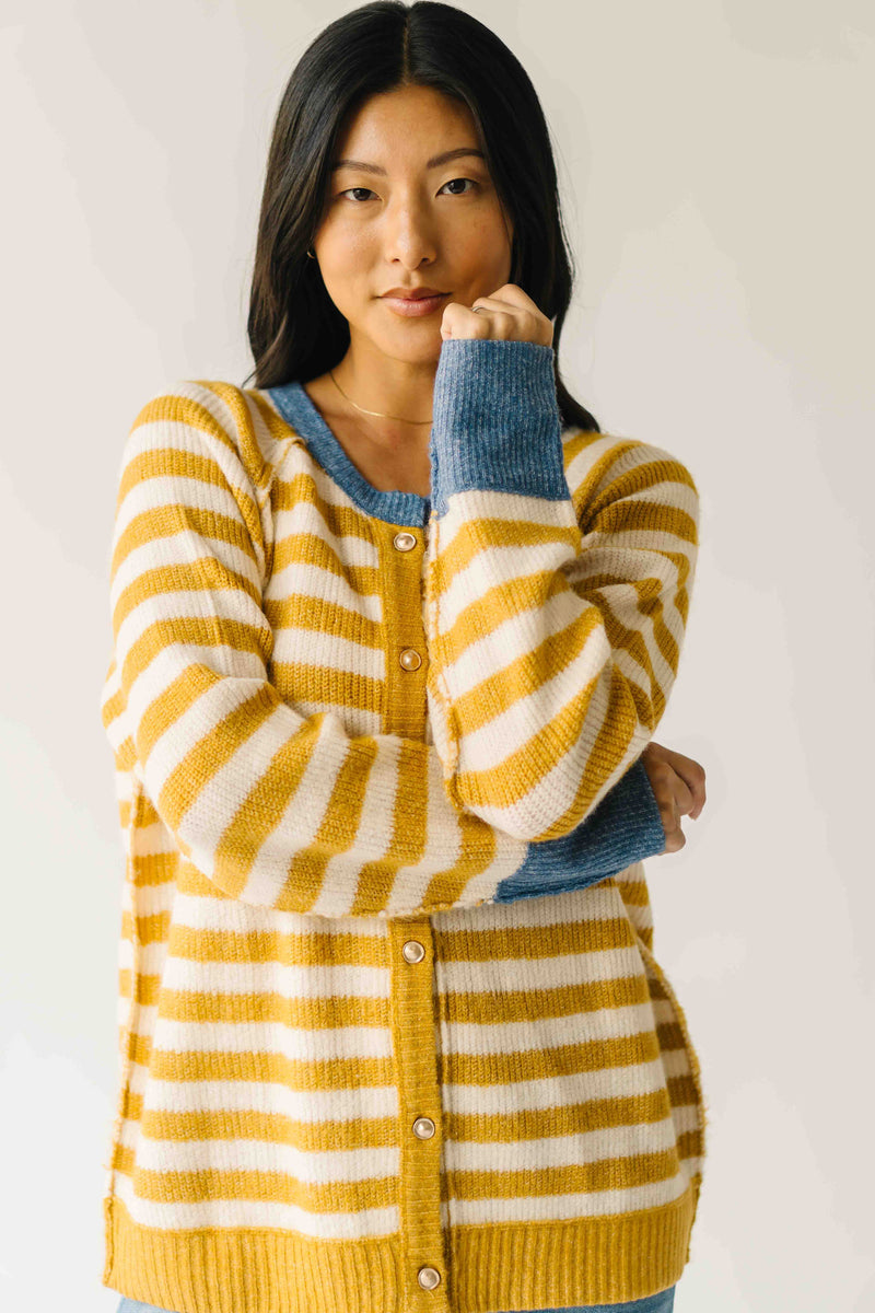 The Richardson Cardigan in Mustard Stripe