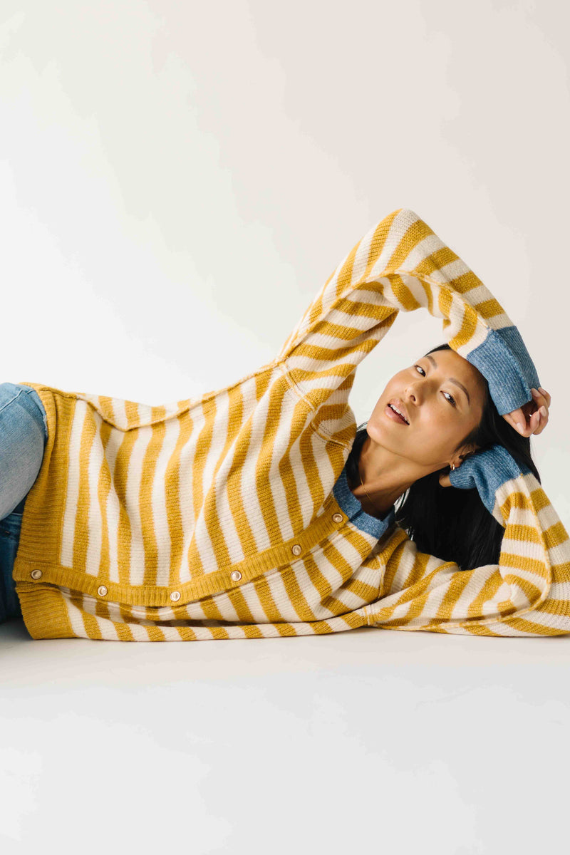 The Richardson Cardigan in Mustard Stripe