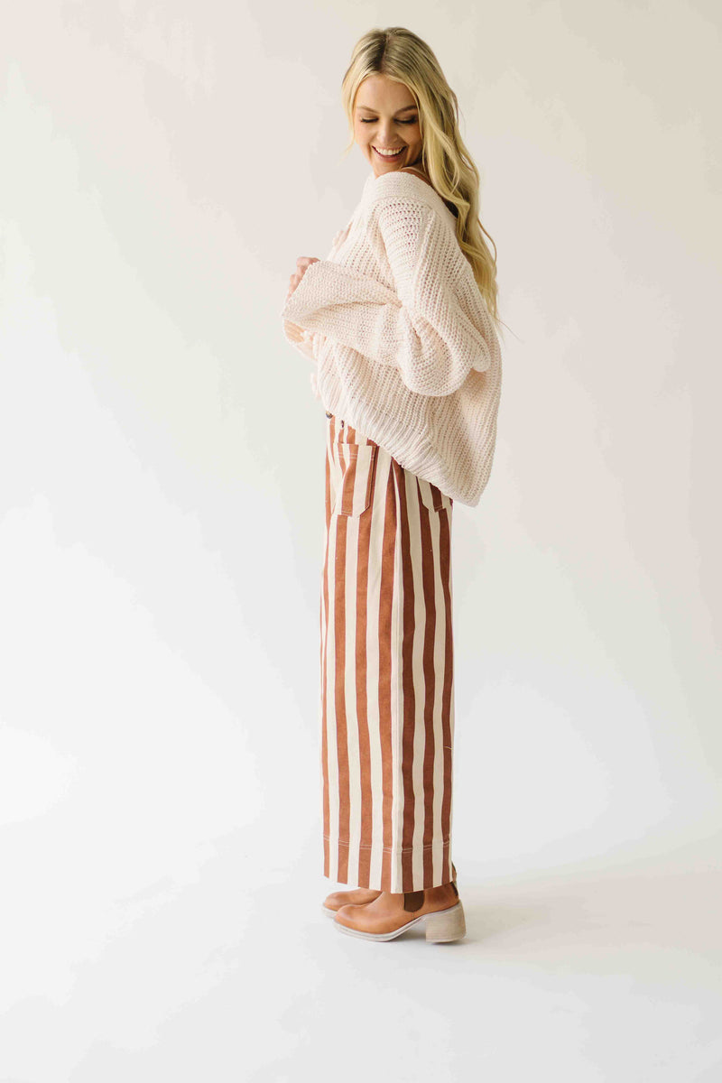 The Neely Pocket Detail Pant in Brick Stripe
