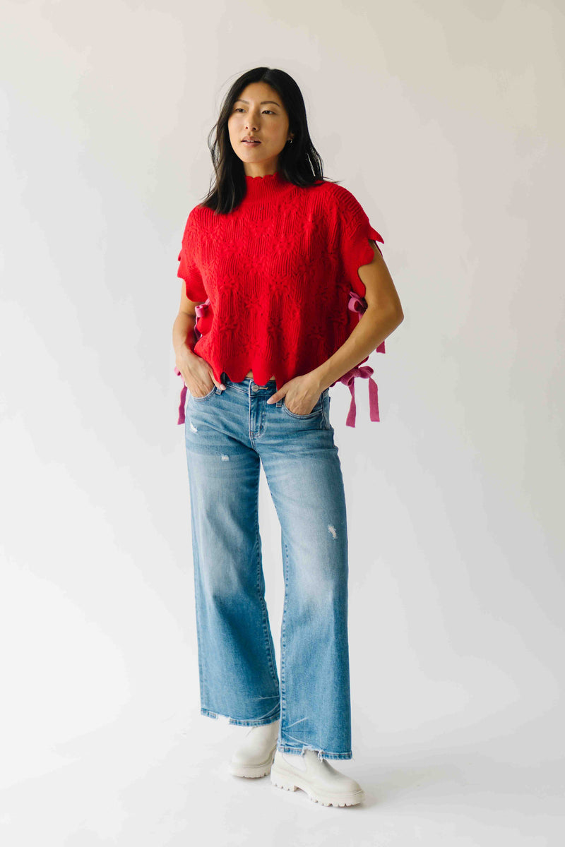 The Abbie Scallop Edge Sweater Vest in Red