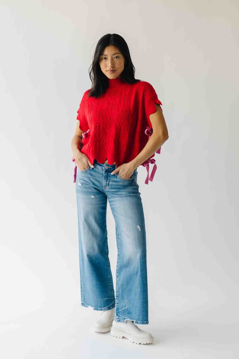 The Abbie Scallop Edge Sweater Vest in Red