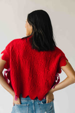 The Abbie Scallop Edge Sweater Vest in Red